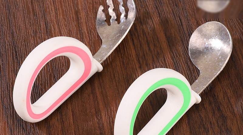 Pastel Spork & Spoon Pair — pure titanium cutlery by Tivarol